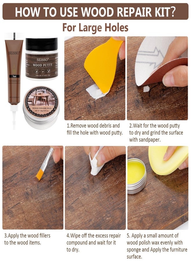 سيسو طقم إصلاح الأثاث الخشبي، 40 مجموعة - معجون حشو الخشب بـ 18 لونًا و8 أقلام تلوين لإصلاح الأثاث، طقم إصلاح أرضيات الفينيل للخدوش والثقوب، أرضيات خشبية صلبة، أبواب، طاولات خزائن، قوائم سرير - Image 4